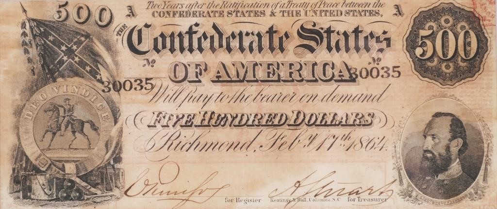 Appraisal: Richmond Confederate note shipping info This item can be shipped