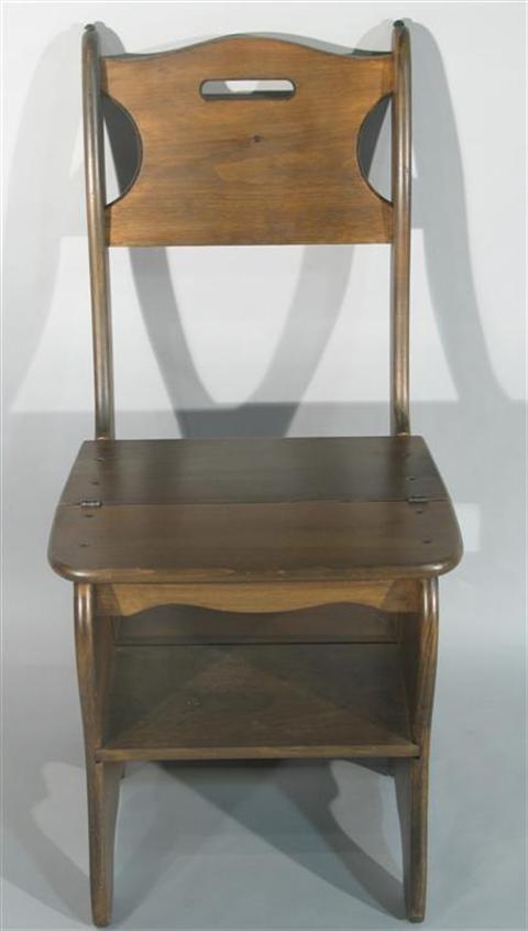 Appraisal: CONVERTIBLE PINE SIDE CHAIR STEP LADDER th century the single