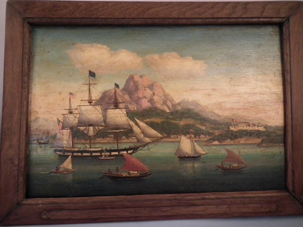 Appraisal: SOUTH SEAS WHALING PAINTING Oil painting on oak panel depicting