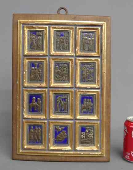 Appraisal: Enamel and bronze with gilt frame Religious icon 'The Annunciation