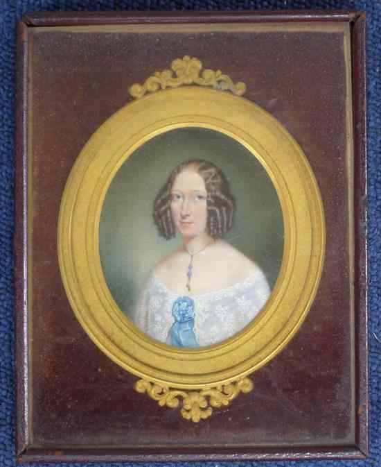 Appraisal: Victorian School oil on ivory Miniature of a lady wearing