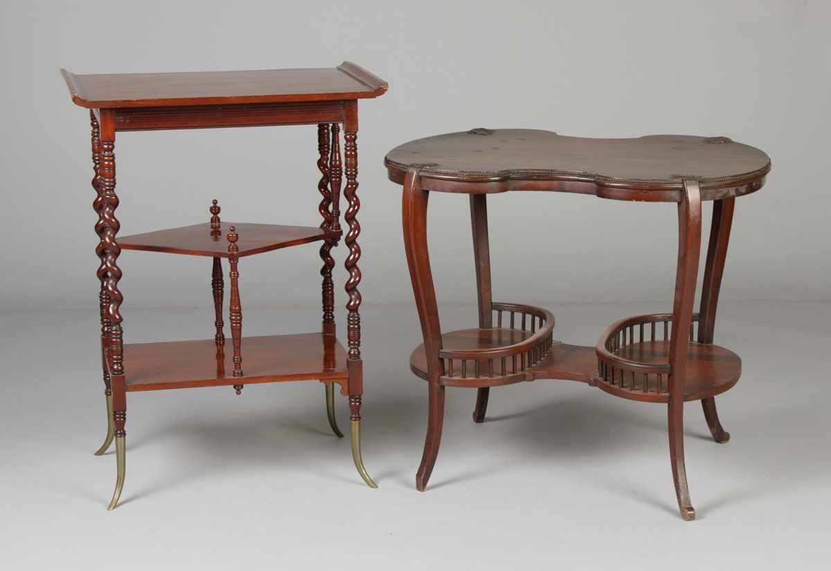 Appraisal: Two Mahogany Stands L Mahogany Stand w Rope Twist Legs