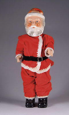 Appraisal: COMPOSITION SANTA Painted molded features wearing red velvet outfit with