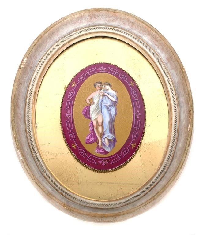 Appraisal: Continental painting on porcelain plaque depicting two Greek or European