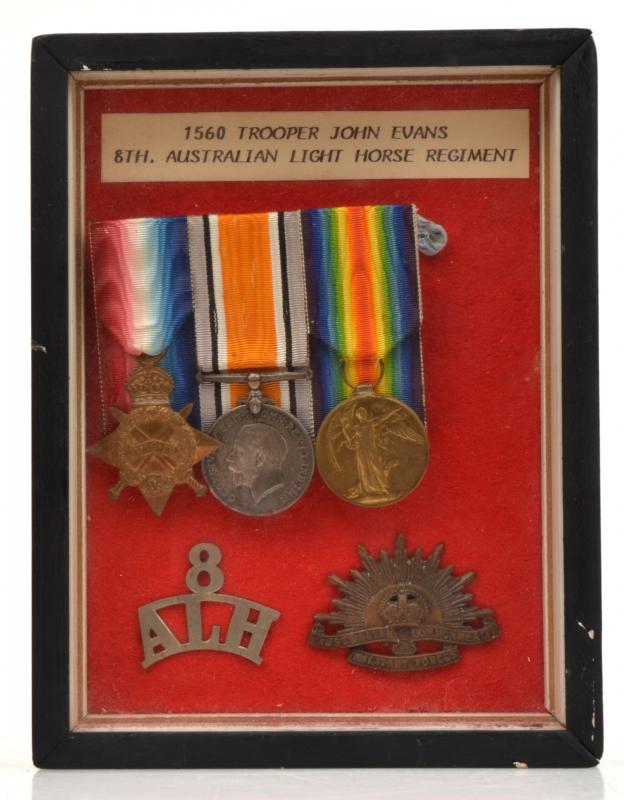 Appraisal: WWI GROUP OF THREE TO TROOPER JOHN EVANS TH AUSTRALIAN