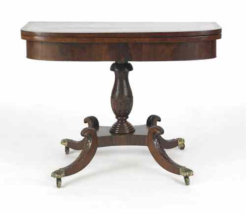 Appraisal: Philadelphia Federal mahogany card table ca h w