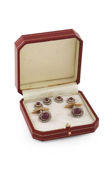 Appraisal: A gentleman's Faberge cufflinks and stud set August Frederick Hollming