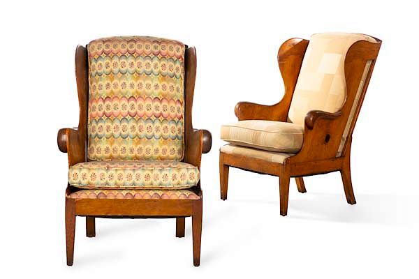 Appraisal: A near pair of Continental wood wing armchairs A near