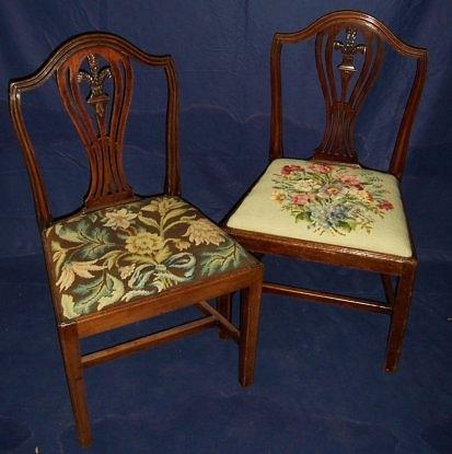 Appraisal: A pair of Hepplewhite style mahogany single chairs each with