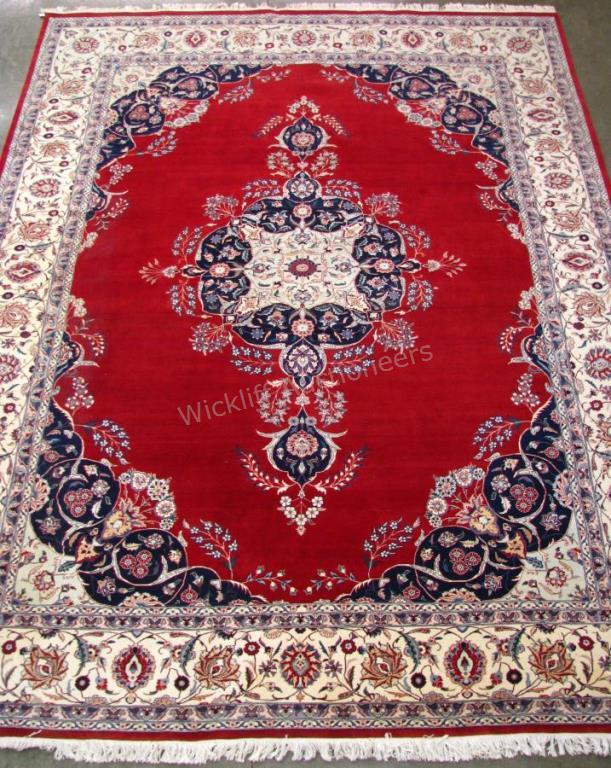 Appraisal: Handmade Oriental Room Size Rug Pak-Tabriz design red field with