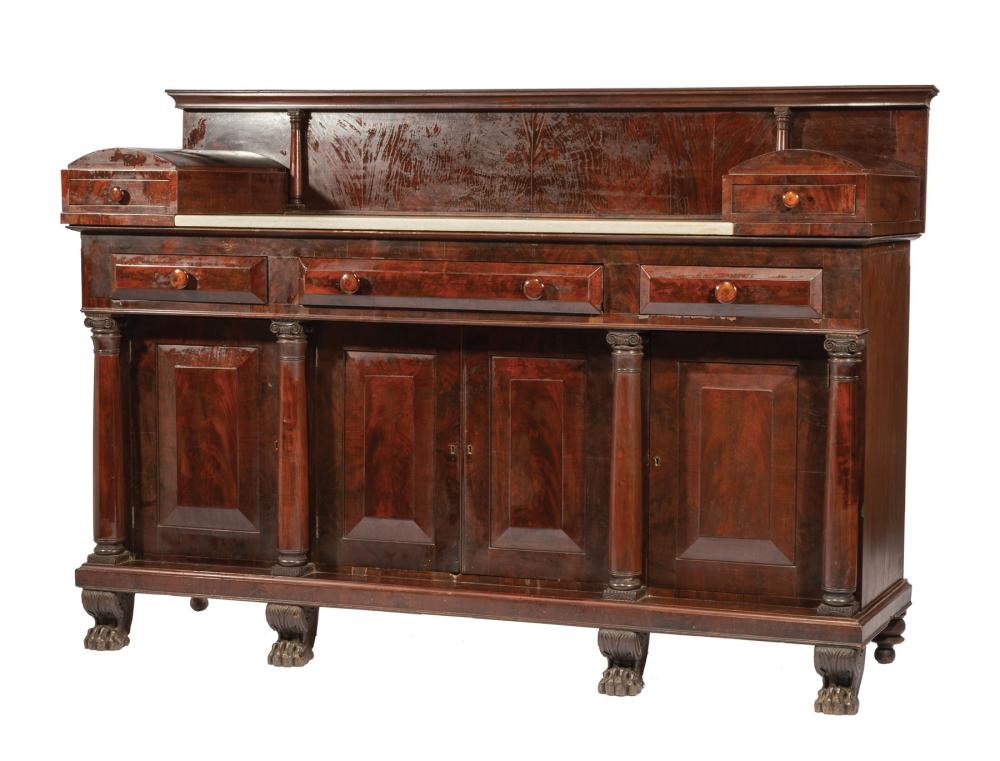 Appraisal: American Classical Carved Mahogany Sideboard early-to-mid th c backsplash with