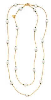 Appraisal: A Karat Yellow Gold Cultured Coin Pearl and Emerald Bead