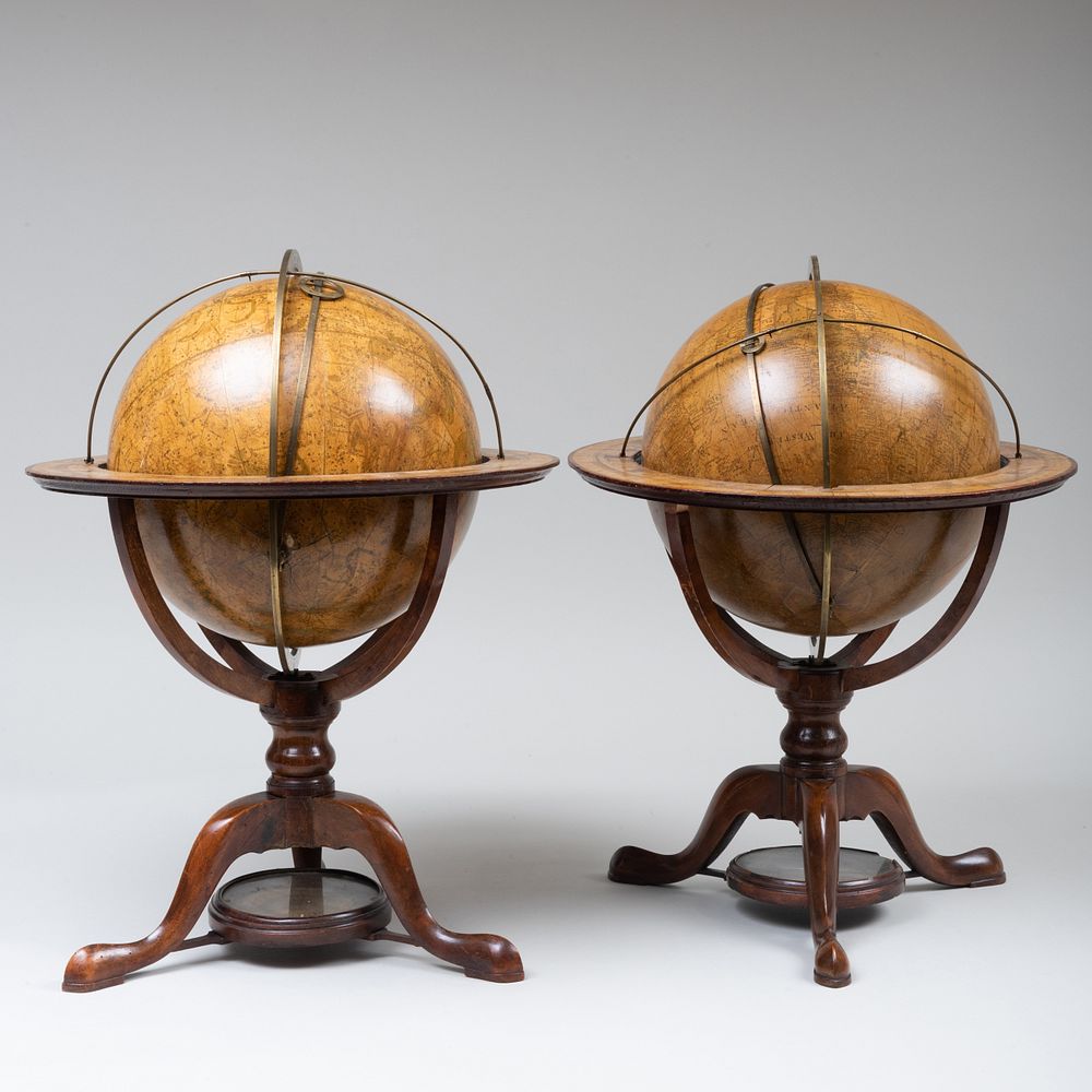 Appraisal: Pair of George III Adams Company Mahogany Terrestrial and Celestial