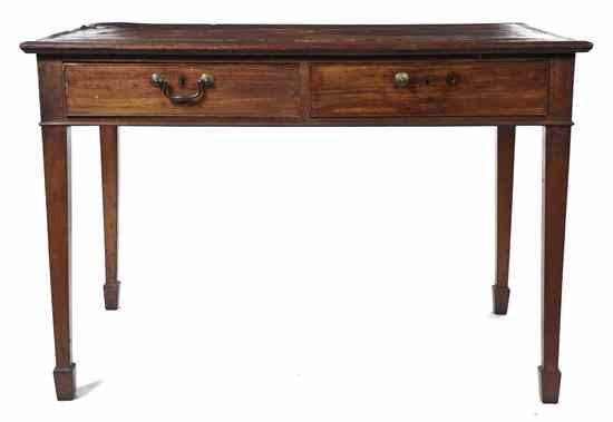 Appraisal: A George III Mahogany Writing Desk having a rectangular leather