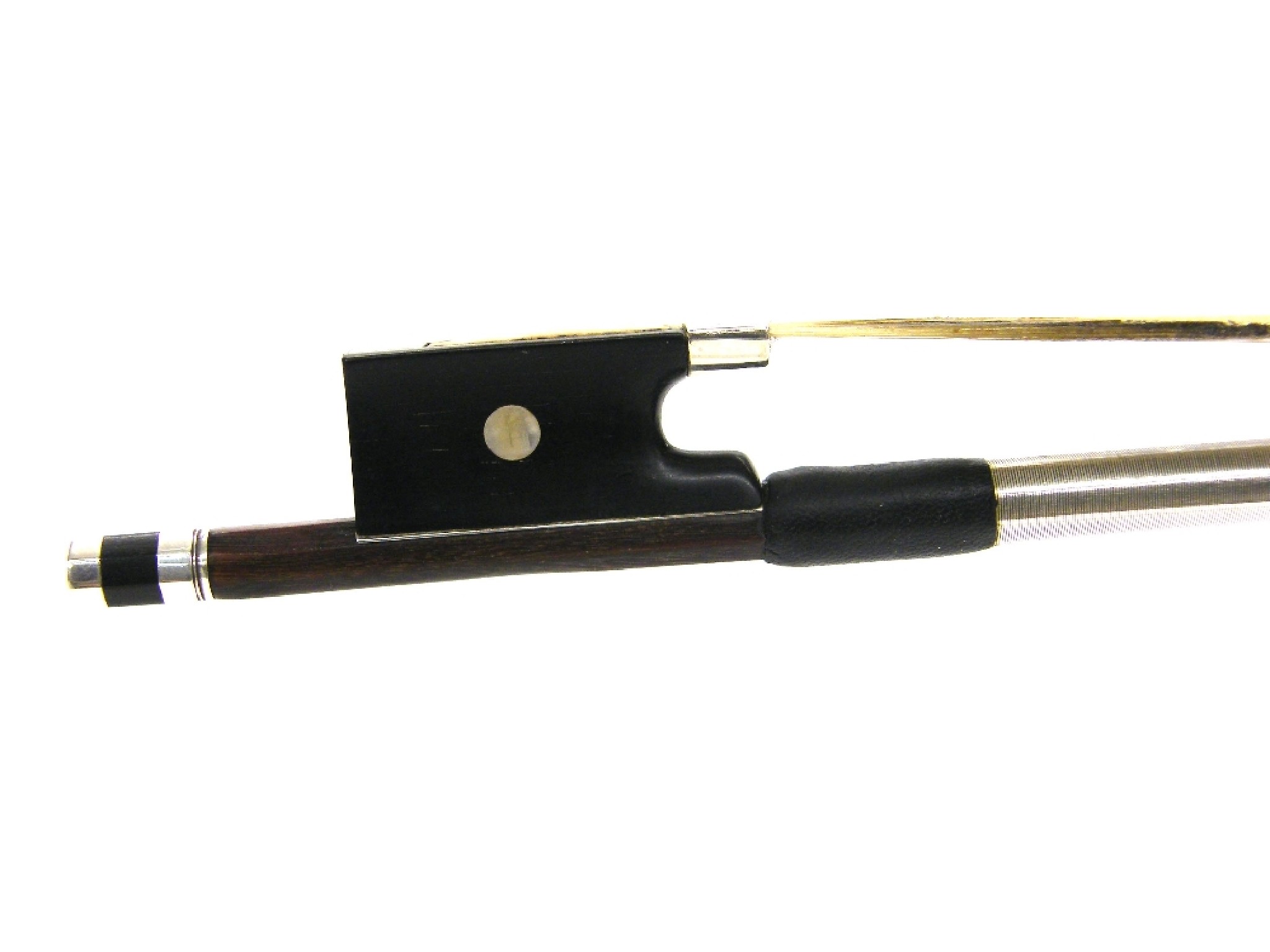 Appraisal: Silver mounted violin bow unstamped the stick round the ebony