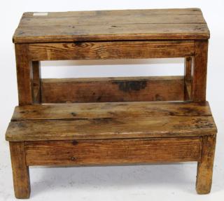 Appraisal: Antique Spanish pine step stool Antique Spanish pine step stool