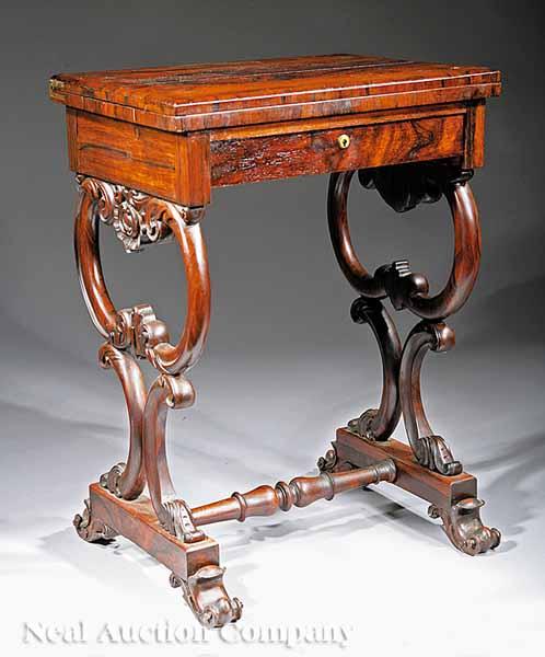 Appraisal: A William IV Carved Rosewood Work Table early th c