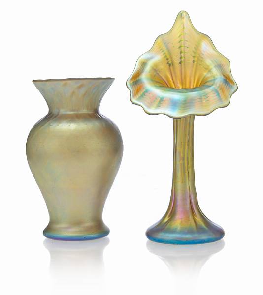 Appraisal: Two Steuben gold Aurene glass vases - shape 's and