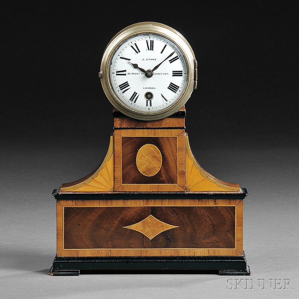 Appraisal: J Evans Miniature Bedside Clock Mount Street Grosvenor Square London