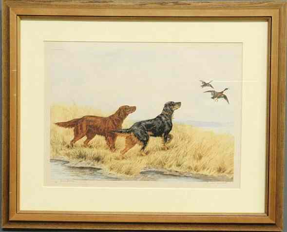 Appraisal: Framed and matted print of setter dogs and mallard ducks