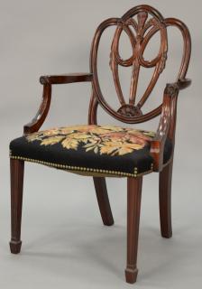 Appraisal: Custom Federal style armchair with plume and drape openwork back