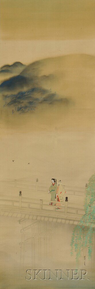 Appraisal: Two Hanging Scroll Paintings Japan and China th th century