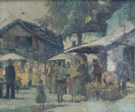 Appraisal: BRANDT Federico Venezuelan - Market Scene Oil B '' x