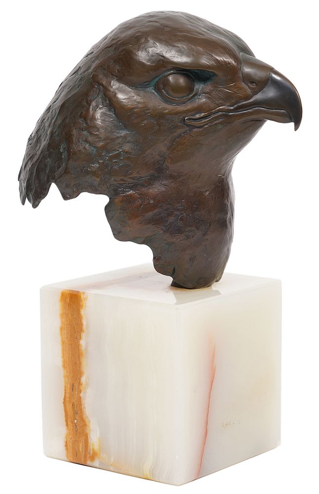 Appraisal: Robert Bateman 'Red Tail Hawk' Bronze Head Robert Bateman Canadian