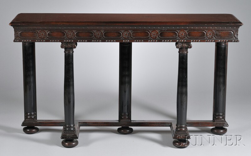 Appraisal: Jacobean-style Carved Walnut Console Table ht wd dp in