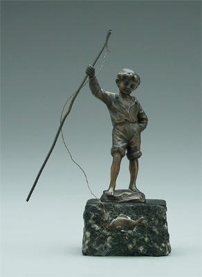 Appraisal: Paul Schmidt-Felling fishing bronze German - boy with fishing pole