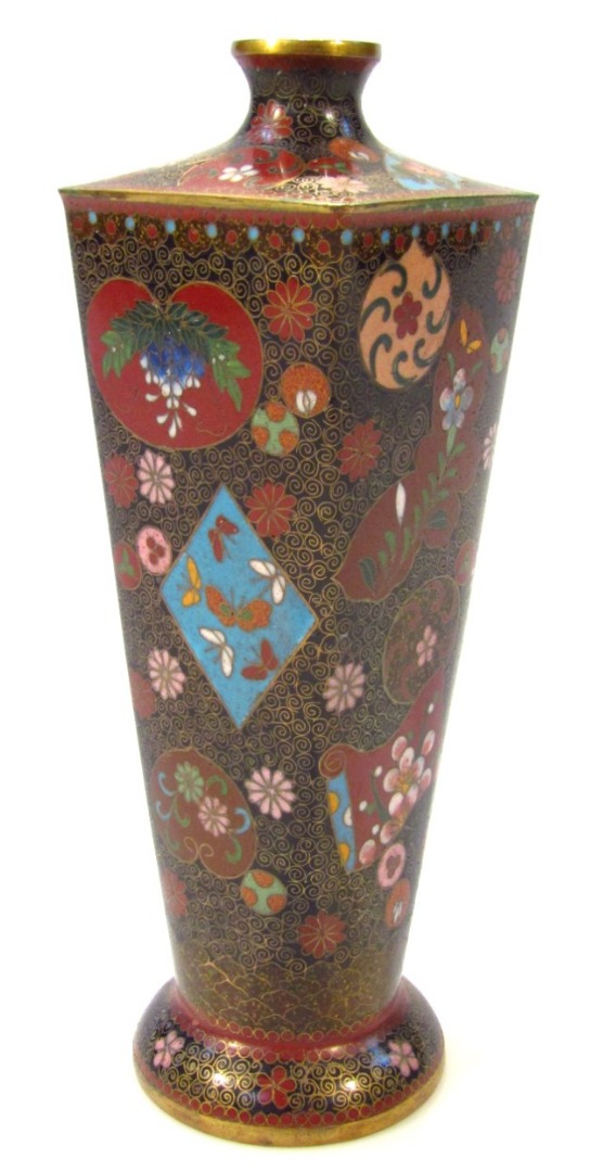 Appraisal: An early thC Japanese cloisonne enamel vase the square tapering