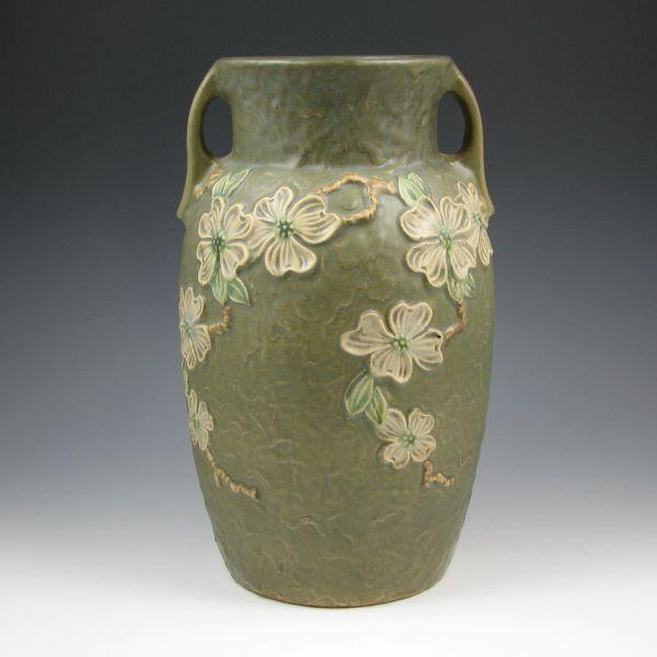 Appraisal: Roseville Dogwood I Textured - vase Marked with blue Rv