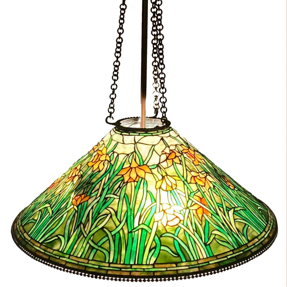 Appraisal: TIFFANY STUDIOS DAFFODIL LEADED GLASS HANGING CHANDELIERTiffany Studios Daffodil Leaded