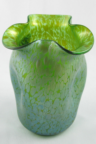 Appraisal: LOETZ ART GLASS VASE pale green oil spot with gold