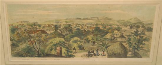 Appraisal: th Century coloured print African city landscape 'Weslyan Mission House'