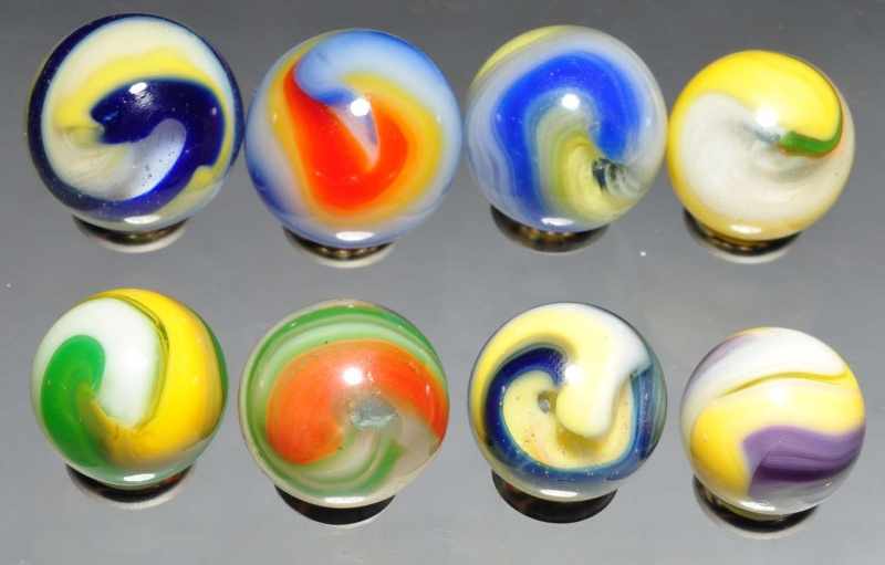 Appraisal: Lot of Akro Agate Marbles Description Seven popeyes include one