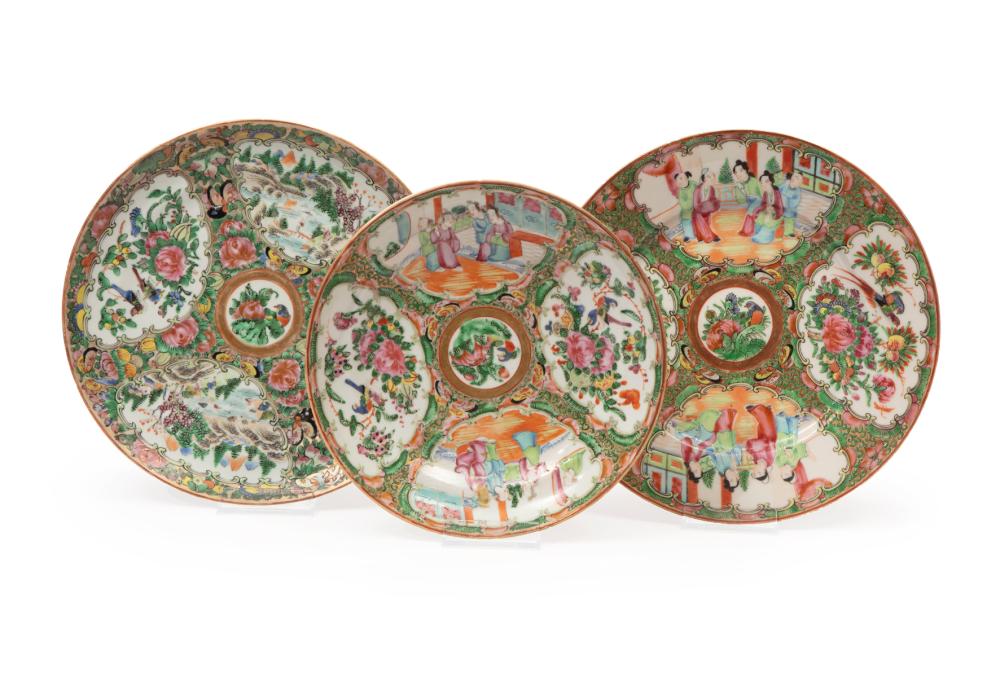 Appraisal: Three Chinese Export Famille Rose Porcelain Dishes th c each