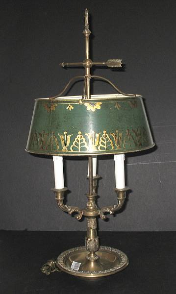 Appraisal: An Empire style brass bouillotte lamp second half th century