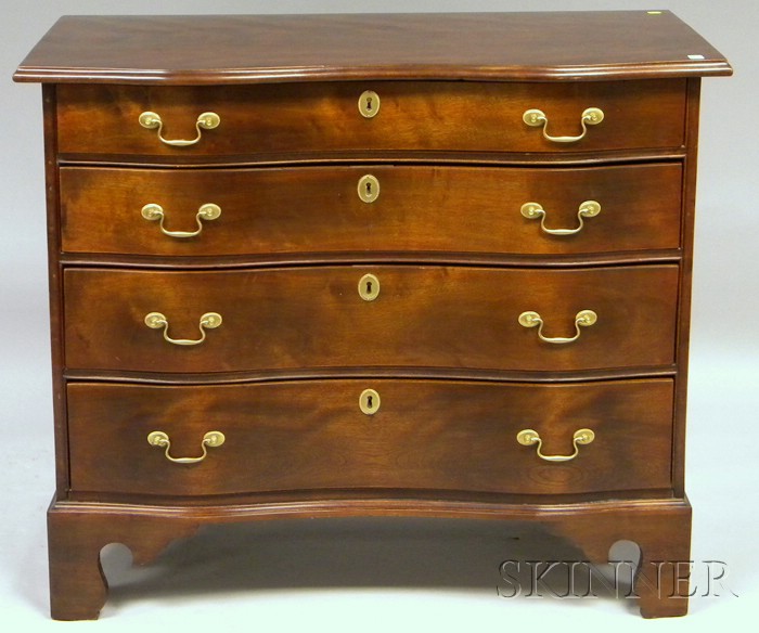 Appraisal: Birch Serpentine Four-Drawer Chest ht wd in