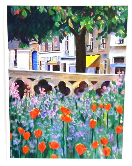 Appraisal: Sue Slater American b Paris Poppies acrylic on canvas depicting