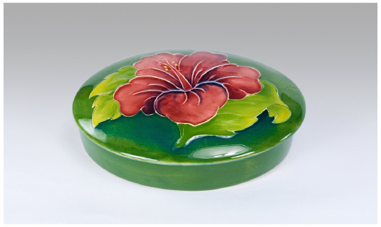 Appraisal: Moorcroft Green Trinket Pot Oval Hibiscus