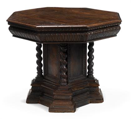 Appraisal: Italian Renaissance walnut center table th th century The octagonal