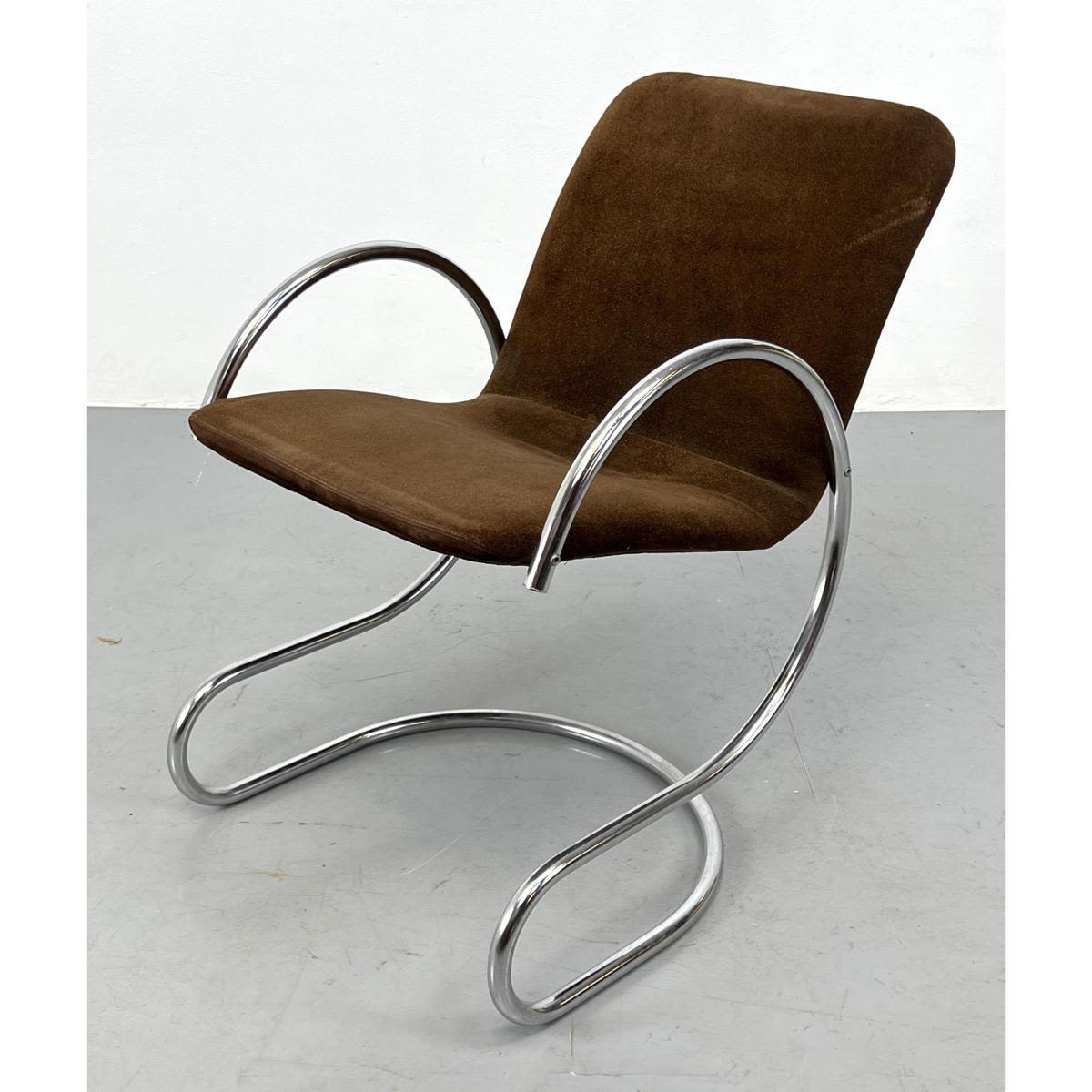 Appraisal: Single Chrome Tube Arm Chair Mid Century Modern Dimensions H