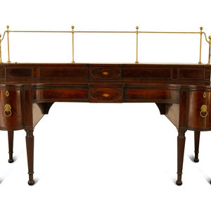 Appraisal: A Regency Mahogany Sideboard with Brass Rail th Century Height