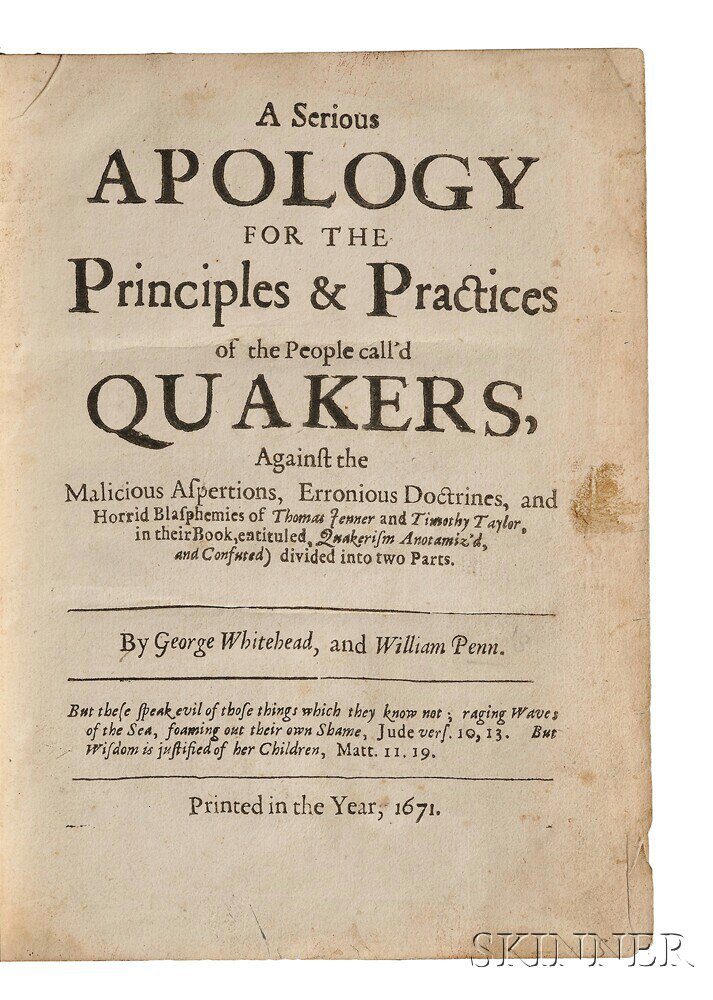 Appraisal: Whitehead George - and William Penn - A Serious Apology