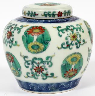 Appraisal: CHINESE WHITE GROUND PORCELAIN COVERED JAR CHINESE WHITE GROUND PORCELAIN