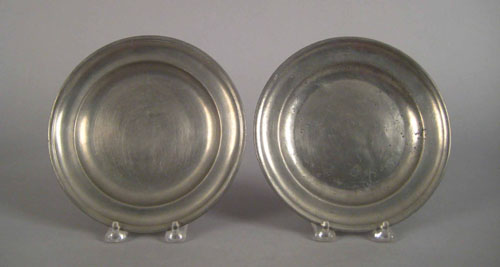 Appraisal: Pair of Connecticut pewter plates ca bearing the touch of