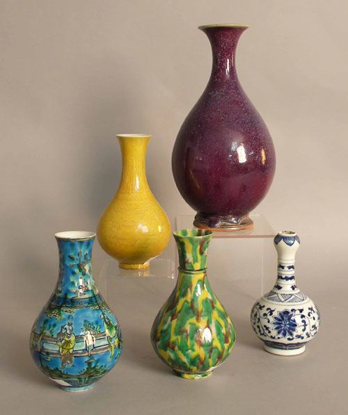 Appraisal: Five Chinese porcelain vases tallest is h