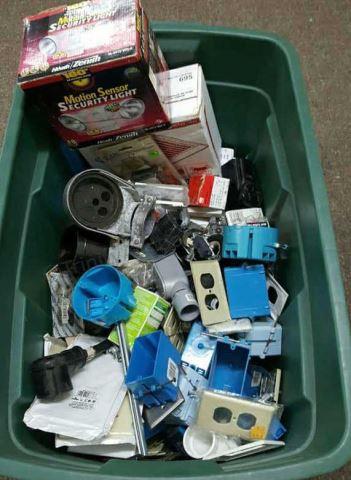 Appraisal: Includes a tote full of metal and plastic outlet boxes