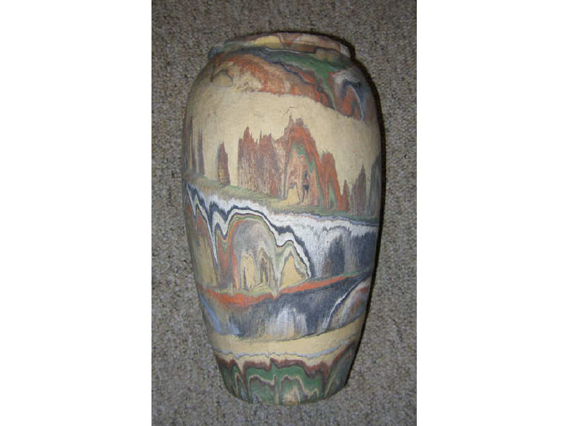 Appraisal: MARBELIZED EARTHENWARE VASE of tapered form h Estimate -